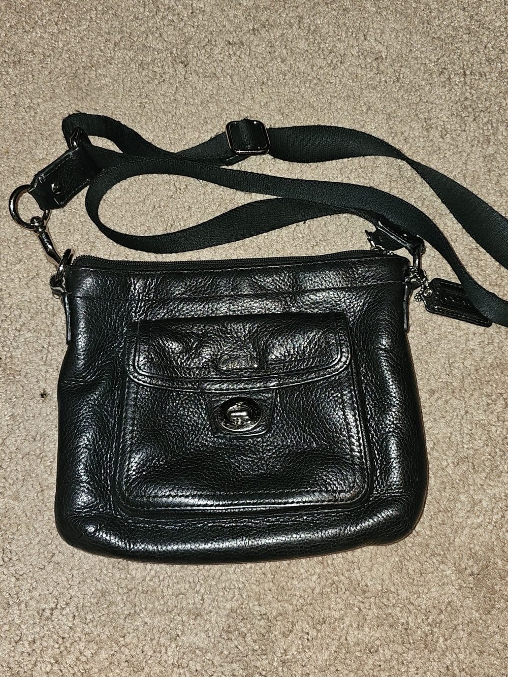 COACH Black Leather Crossbody Bag
